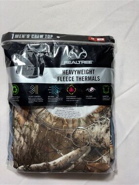 Realtree Camo Long Sleeve Heavyweight Fleece Thermals New